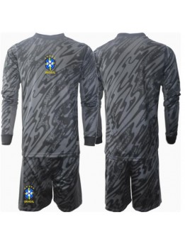 Billige Brasil Keeper Bortedraktsett Barn Copa America 2024 Langermet (+ Korte bukser)